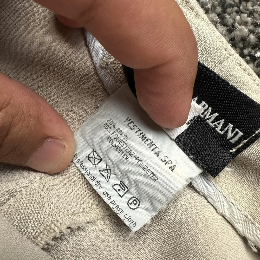 Giorgio Armani Dress Pants Womens 44 Beige Crepe Lined Relaxed Leg Italy Career - Picture 5 of 15